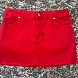 Tory Burch Red Denim Mini Skirt